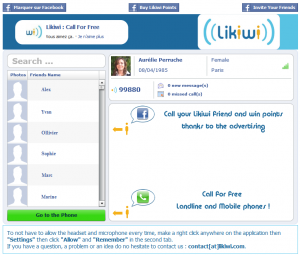 Téléphoner gratuitement avec l'application Facebook Likiwi : Call for Free